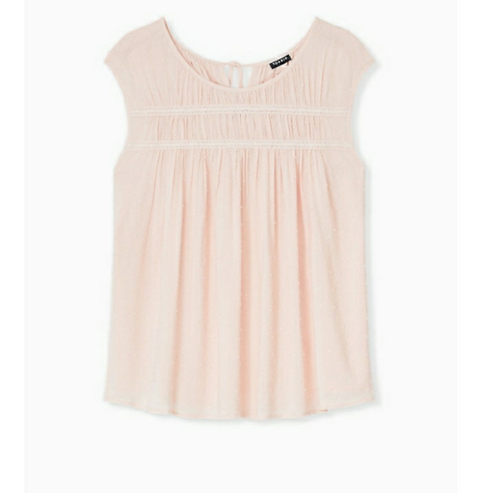 Light pink Swiss dot crochet top